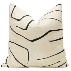 Graffito // Linen + Onyx Pillow  | Lee Jofa | Kelly Wearstler throw pillow | cream linen |