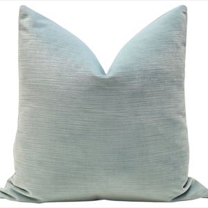 Strie Velvet // Spa Blue Pillow  | spa blue velvet pillow | striation velvet pillow | velvet pillow |