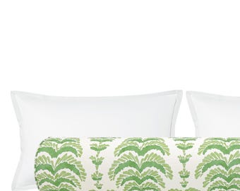 Brunschwig & Fils Ponchette Print // Leaf Bolster | roll pillow | designer bolster | floral print |
