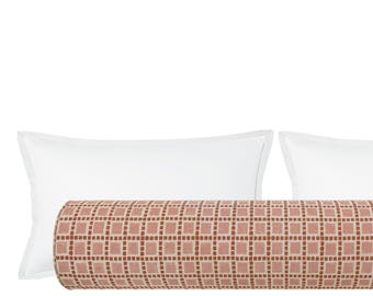 The Bolster : Tiles Print // Blush | pink | squares | roll pillow