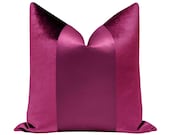 PANEL Monochromatic Faux Silk Velvet Magenta color block velvet silk throw pillow magenta velvet pillow designer pillow