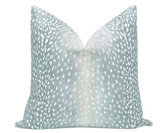 Antelope Linen Print // Spa Blue Pillow COVER ONLY | animal print | spa blue print pillow | antelope throw pillow |
