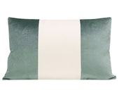 The Little Lumbar COLORBLOCK Faux Silk Velvet Turkish Blue Alabaster Silk silk pillow velvet pillow designer pillow