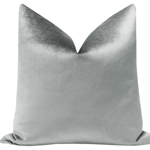Faux Silk Velvet // Mineral Pillow COVER ONLY Pale Blue Etsy