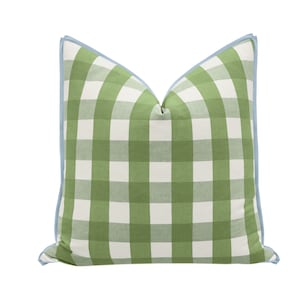 Charleston Check // Clover with Butterfly Flange  | flange pillow | designer pillow | buffalo check green pillow|