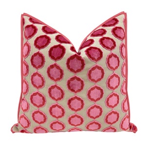 Tiana // Rose + Orange with Butterfly Flange pillow  | Manuel Canovas | cut velvet | designer fabric |