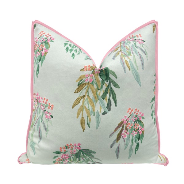 Lulie Wallace : Lara with Butterfly Flange pillow | floral print | botanical print | flange pillow |