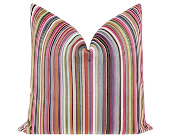 PRE-ORDER SoHo Cut Velvet // Multi Pillow  | stripe colorful pillow | designer cut velvet pillow | multi color throw pillow |