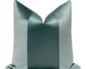 PANEL Monochromatic Faux Silk Velvet Turkish Blue color block velvet silk pillow blue pillow designer pillow