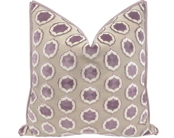 Tiana // Glycine + Blanc with Butterfly Flange pillow | Manual Canovas | cut velvet | designer fabric |