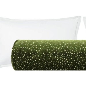 The Bolster : Antelope Cut Velvet // Olive green bolster pillow bedroom decor designer velvet image 1
