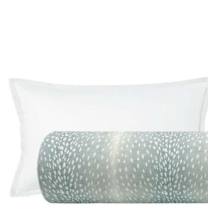 The Bolster : Antelope Linen Print // Spa Blue | bolster pillow | roll pillow | bedroom decor | antelope print light blue |