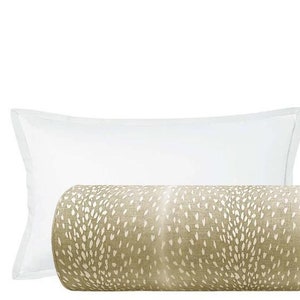 The Bolster : Antelope Linen Print // Natural | bed decor | neutral linen print | linen bolster | roll pillow |
