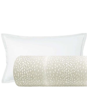The Bolster : Antelope Linen Print // Cashmere | bed decor | tan animal print | tan bolster |