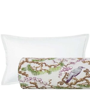 The Bolster : Trellis Linen Print // Fern | chinoiserie print | bed decor | floral print |