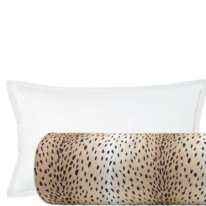 The Bolster : Antelope Linen Print // Ebony | bed decor | neutral linen print | animal linen bolster black |