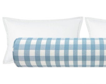 The Bolster : Charleston Check // Azul polvo / buffalo check / habitación infantil / blue buffalo bolster /