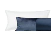 The XL Lumbar MONOCHROMATIC Faux Silk Velvet Prussian Blue silk throw pillow velvet pillow designer pillow long lumbar blue