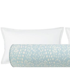 Brunschwig & Fils Les Touches Reverse // Mist Bolster | roll pillow | abstract linen print | bedroom decor |