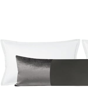 The XL Lumbar : Monochromatic Faux Silk Velvet // Graphite | silk throw pillow | velvet pillow | dark grey |