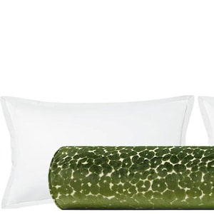 The Bolster : Leopard Cut Velvet // Olive | cut velvet  | bed decor | green bolster |