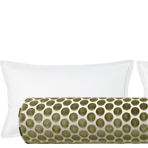 The Bolster : Luna Cut Velvet // Olive | green bolster pillow | bedroom decor | designer velvet |