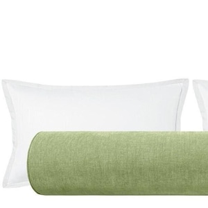 The Bolster : Signature Chenille // Celadon | green bolster pillow | bedroom decor | designer velvet |