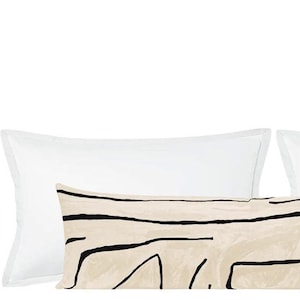 Kelly Wearstler Graffito // Linen + Onyx XL Lumbar | cream pillow |  Lee Jofa | Long pillow |