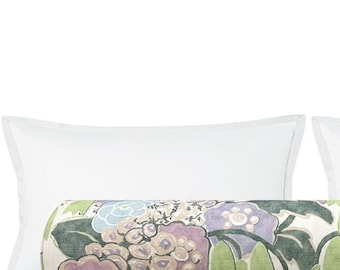 Thibaut Laura // Lavender & Green Bolster | designer | floral pattern | roll pillow |