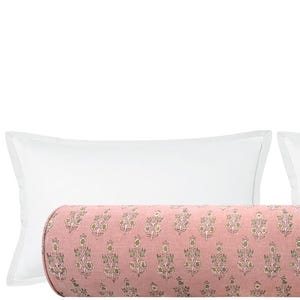 GP & J Baker Poppy Sprig // Blush Bolster | floral print | pink | roll pillow |