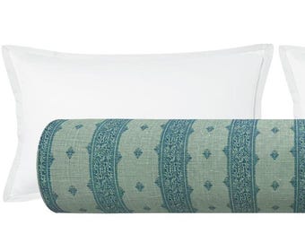 Peter Dunham Fez // Blue Bolster | geometric print | blue | roll pillow |