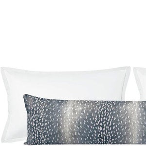 The XL Lumbar : Antelope Linen Print // Navy Blue | linen pillow | blue long pillow | bedroom decor |