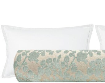 The Bolster : Blossom Cut Velvet // Spa Blue | cut velvet | bolster pillow | bed decor |
