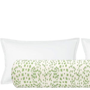 Brunschwig & Fils Les Touches // Peridot Bolster | roll pillow | abstract linen print | bedroom decor |