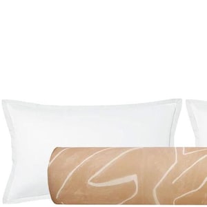 Kelly Wearstler Graffito // Salmon + Cream Bolster | Lee Jofa | roll pillow | modern + abstract |