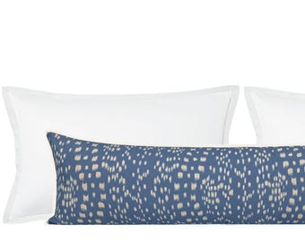 Brunschwig & Fils Les Touches Reverse // Blue with Butterfly Flange XL Lumbar | animal pillow | designer | bedroom decor |