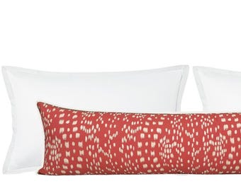 Brunschwig & Fils Les Touches Reverse // Red with Butterfly Flange XL Lumbar | animal pillow | designer | bedroom decor |
