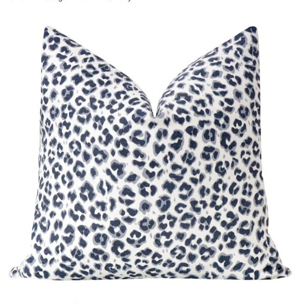 Blue Leopard Pillow Etsy