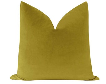 Classic Velvet // Chartreuse Pillow COVER ONLY | velvet pillow | throw pillow | cotton velvet pillow | designer velvet pillow |