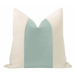 Panel : Studio Velvet // Sea Blue  | velvet stripe | cotton velvet pillow | linen + blue velvet |