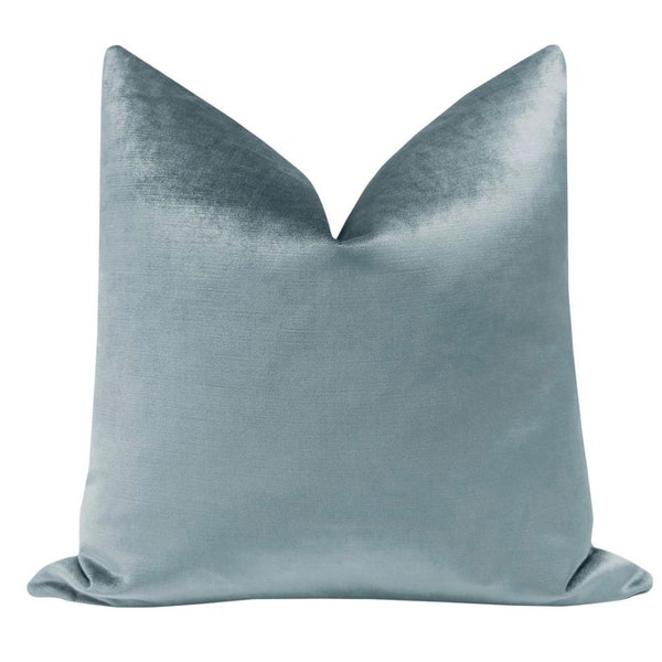 Faux Silk Velvet // Cerulean Blue Pillow  | blue velvet pillow | blue silk pillow | blue throw pillow |