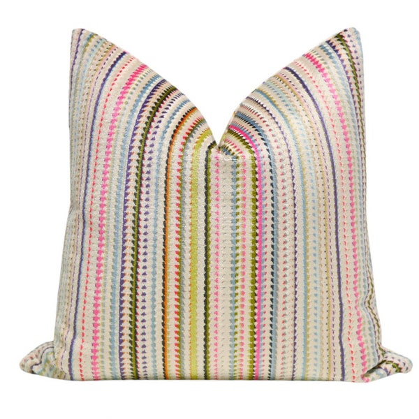 PRE-ORDER Tribeca Cut Velvet // Multi Pillow | stripe colorful pillow | designer cut velvet pillow | multi color throw pillow |