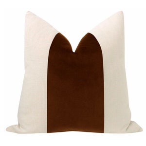 Panel : Signature Velvet // Cognac  | velvet stripe | cotton velvet pillow | linen + brown velvet |