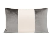 The Little Lumbar COLORBLOCK Faux Silk Velvet Chrome Alabaster Silk silk throw pillow velvet pillow designer pillow