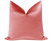 Faux Silk Velvet Flamingo Pillow COVER ONLY coral velvet pillow pink pillow coral throw pillow coral silk pillow