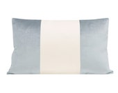 The Little Lumbar COLORBLOCK Faux Silk Velvet Spa Blue Alabaster Silk silk throw pillow velvet pillow designer pillow