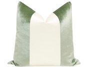 PANEL Colorblock Faux Silk Velvet Pistachio Alabaster Silk velvet silk throw pillow green velvet pillow designer pillow