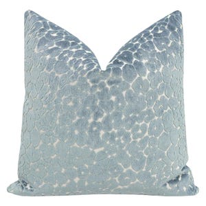 Leopard Cut Velvet // Cerulean Blue pillow  | cut velvet | velvet pillow | bedroom + home decor |