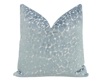 Leopard Cut Velvet // Cerulean Blue pillow | cut velvet | velvet pillow | bedroom + home decor |