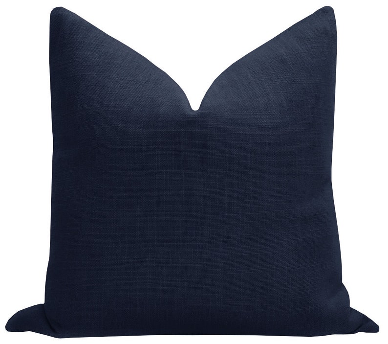 Signature Linen // Navy Blue Pillow COVER ONLY Blue Linen Etsy